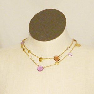 Coach Daphne Layered Goldtone & Purple Stone Necklace